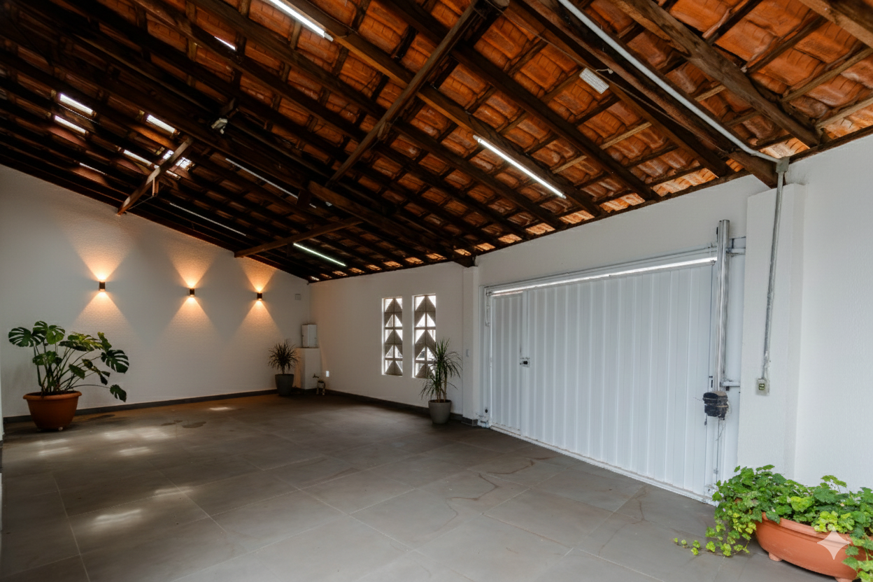 Garagem com iluminação