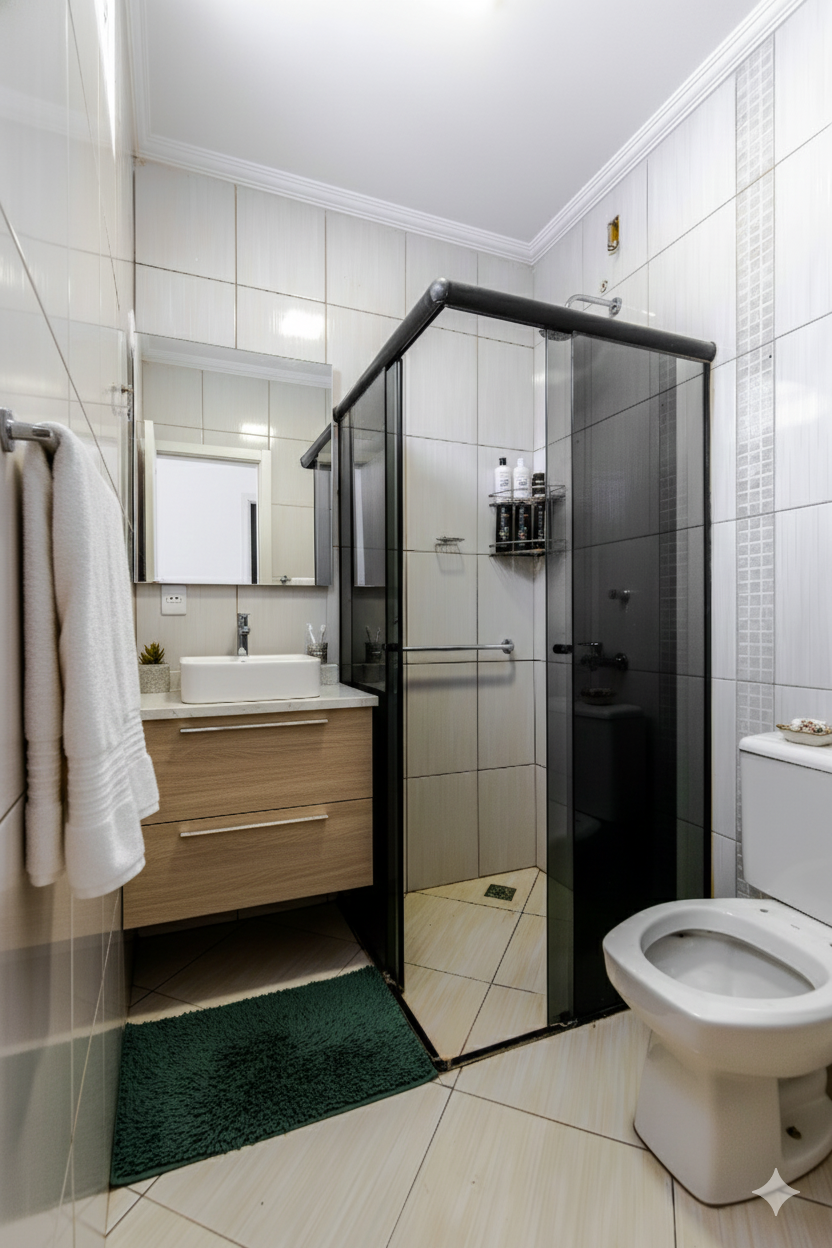 Banheiro da suíte decorado