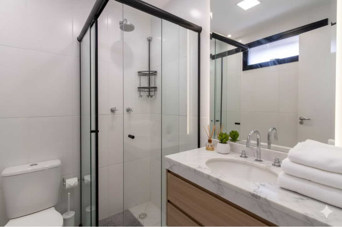 Sala e cozinha decoradas